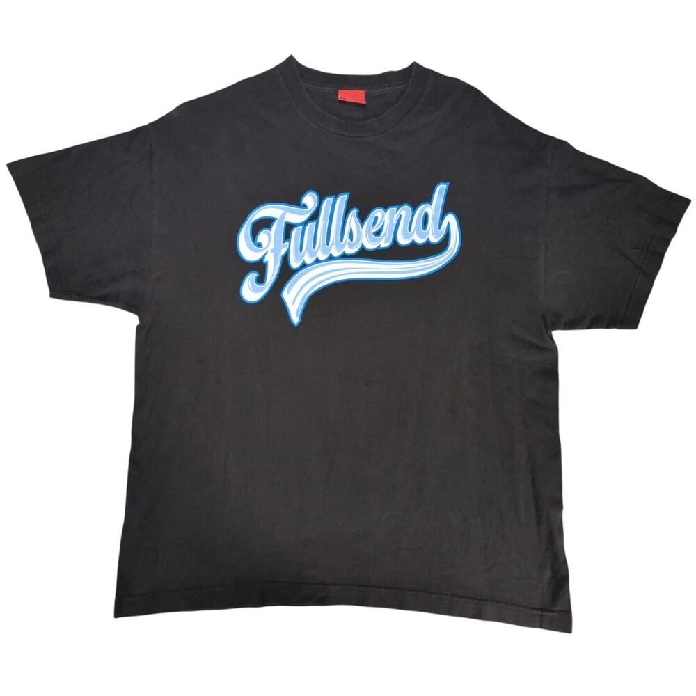 Full Send Mens XL Black Graphic Tee Shirt Blue Logo 100 Cotton Streetwear